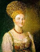 unknow artist Portrait of an Unknown Woman in Russian Costume oil painting on canvas